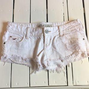 Low rise white jean shorts
